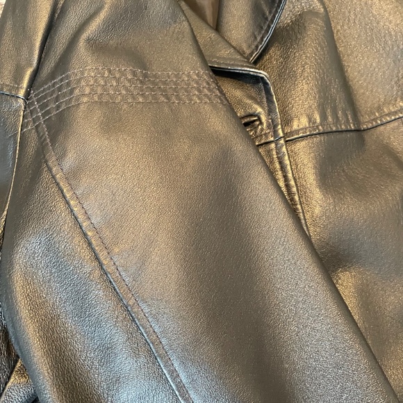 Sequence women's leather jacket button front black - Picture 3 of 5